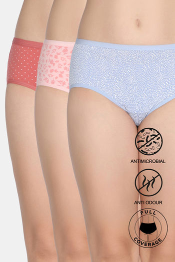 Buy Zivame Medium Rise Full Coverage Hipster Panty (Pack of 3) - Multicolor